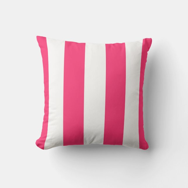 Almofada Decorativo com risca branca e rosa quente (Frente)