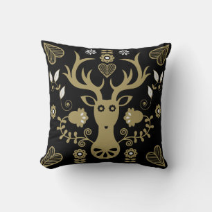 Almofada Deer de Arte Folclórica Moderna