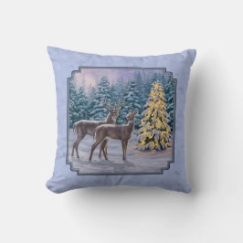 Almofada Deer e Árvore de Natal Blue