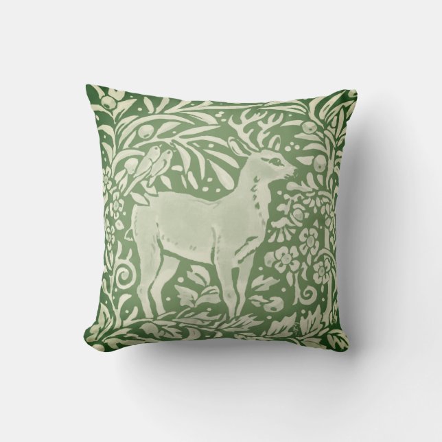 Almofada Deer Green Woodland Bird Nature Travesseiro decora (Frente)