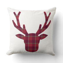 Deer Plaid Dark Red Burgundy