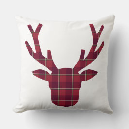 Almofada Deer Plaid Dark Red Burgundy