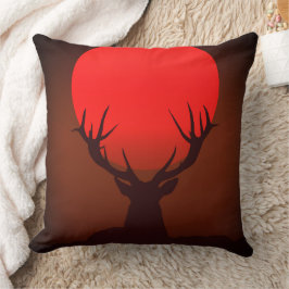 Almofada Deer Silhouette with Fiery Red Sunset