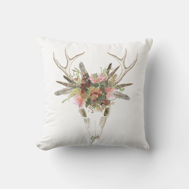 Almofada Deer Skull e Flores (Frente)