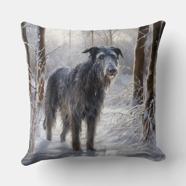 Almofada Deerhound Escocês Deixe-o nevar no Natal (Verso)