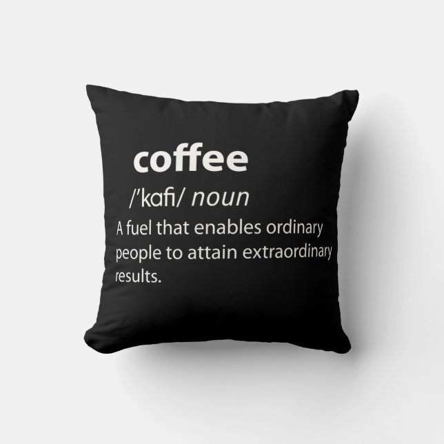 Almofada Definição de Dicionário Engraçado Café (Frente)