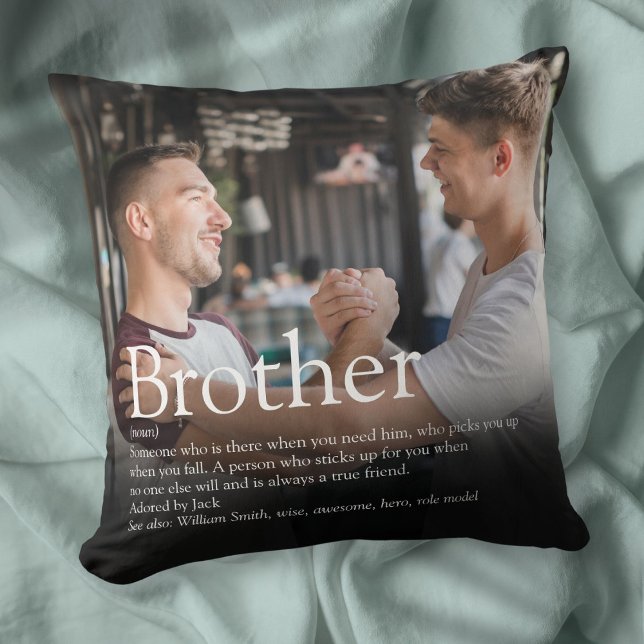 Almofada Definição de Foto do Melhor Irmão Do Mundo Moderno (Modern Cool Photo Best Brother Ever Definition Throw Pillow)