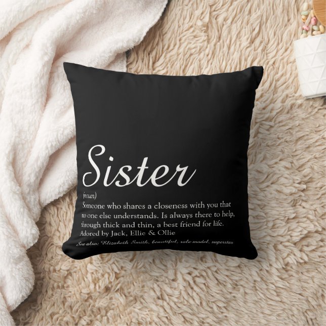 Almofada Definição de Irmã Chic Script Preto e Branco (Cobertor)
