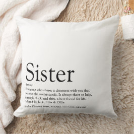 Almofada Definição de Irmã Dito Preto e Branco Grande