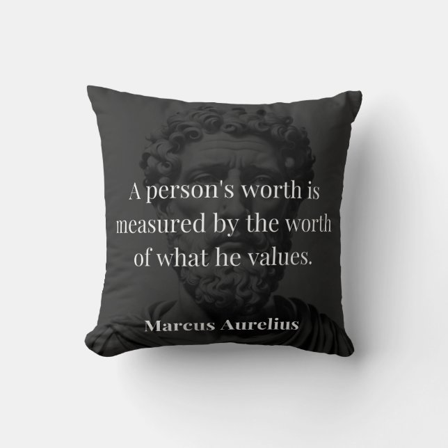 Almofada Definindo Valor: Marcus Aurelius em Valores (Frente)