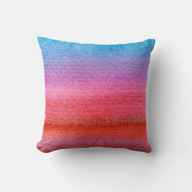 Almofada Degradê de azul para rosa em aquarela (Frente)