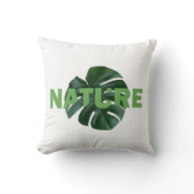 deixa monstera no travesseiro decorativo branco
