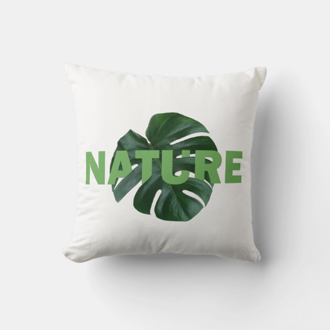 Almofada deixa monstera no travesseiro decorativo branco (Frente)