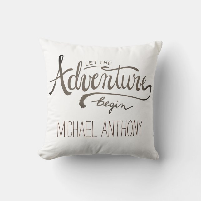 Almofada Deixe a aventura começar Floresta e Nome de Aquare (Frente)