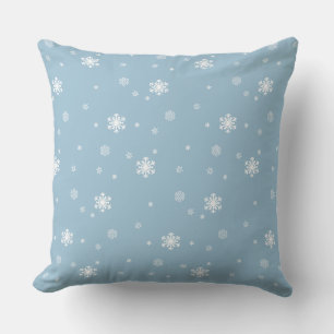 Almofada Deixe nevar, flocos de neve padrão em azul, invern