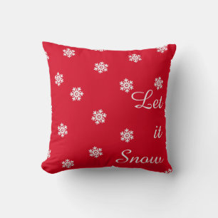 Almofada Deixe-o nevar, Natal Vermelho, Flocos de Neve Bran