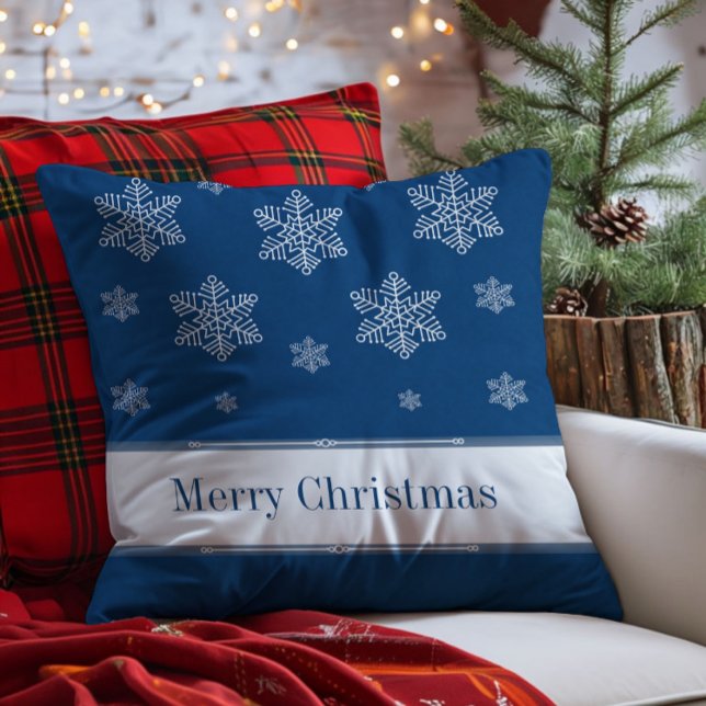 Almofada Deixe-o Travesseiro de Férias de Neve, Azul (Blue Let it Snow Holiday Throw Pillow)