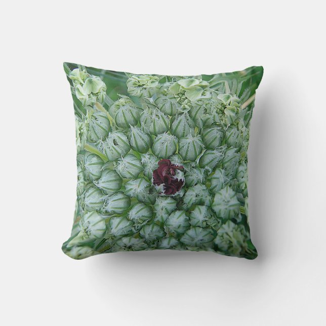 Almofada Dekokissen weiss-grüne Wildblüten mit roter Mitte (Frente)