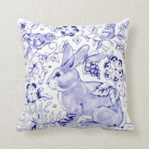 Delft Blue Bunny Rabbit Birds Dedham Elegant