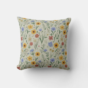 Almofada Delicado Pastel Meadow Wildflower Motif