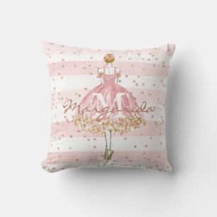Almofada Delicar Aquarela Ballerina Monograma Rosa