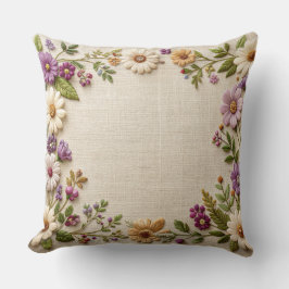 Almofada Delicate Embroidered Floral Border Pillow - Purple