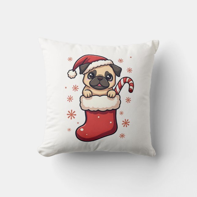 Almofada Delícia do Pug de Natal (Frente)