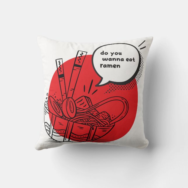 Almofada Delicioso Ramen Kawaii - Comida Japonesa Divertida (Verso)