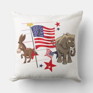 Almofada Democrata Donkey e Elefante Republicano Jogam Pi