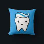 Almofada Dente de corte com pasta de dente | Funny Molar<br><div class="desc">Travesseiro decorativo decorativo para casa ou escritório. Este travesseiro engraçado faz um presente novelento divertido para dentistas,  higienistas dentários e crianças. Dente sorridente e fofo Kawaii com pasta de dente. Visite o Doodle World de Jenn para obter presentes ainda mais engraçados e decoração higiênica.</div>