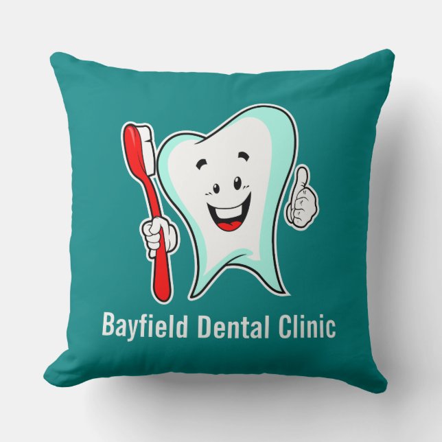 Almofada Dente feliz com cuidado dentário com escova de den (Frente)