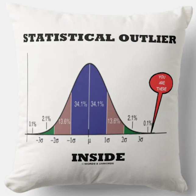 Almofada Dentro de dados estatísticos que você está lá humo (Throw pillow gift for any statistical outlier featuring the normal distribution curve)