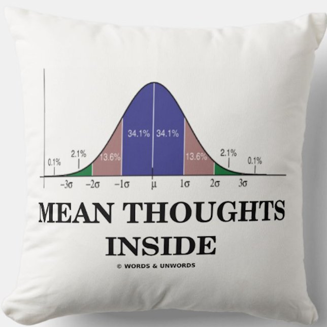 Almofada Dentro De Pensamentos Médios (Humor De Estatística (Bell curve stats humor throw pillow for anyone who enjoys calculating statistical averages)