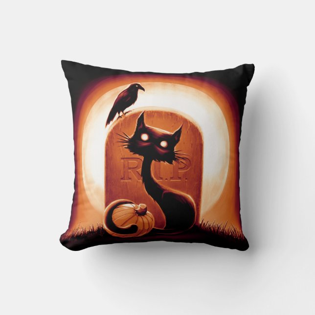 Almofada Derpy Halloween Cat por Tombstone (Frente)