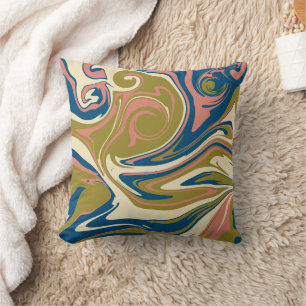 Almofada Derramar - Azul, Verde-oliva, Rosa e Creme