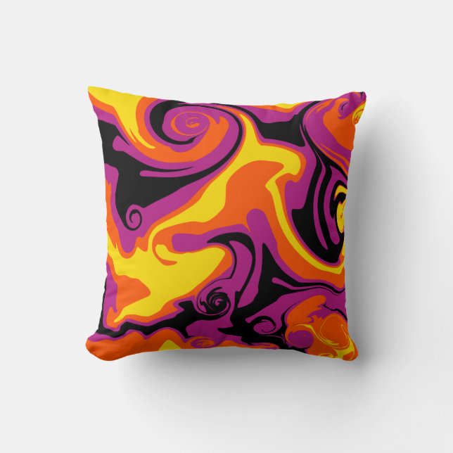 Almofada Derramar - Laranja, Preto, Rosa e Amarelo (Frente)