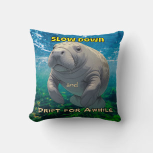 Almofada Desacelere e gire para manatear camisa inspirada
