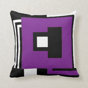 Almofada Descanse preto, branco & o roxo no estilo