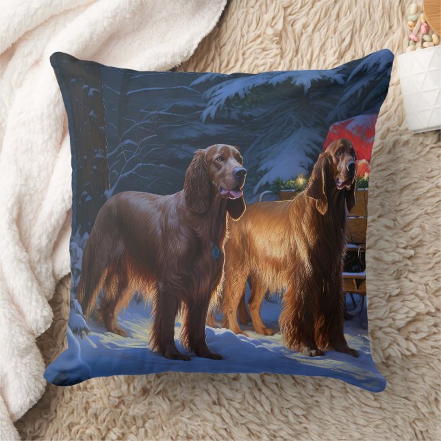 Almofada Desconto de Natal do Irish Red Setter Snowy Sleigh (Cobertor)