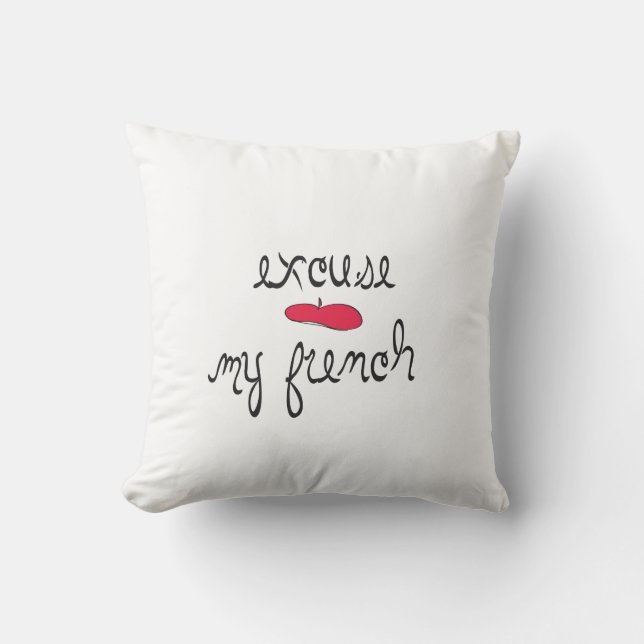 Almofada Desculpe meu francês com Beret (Frente)