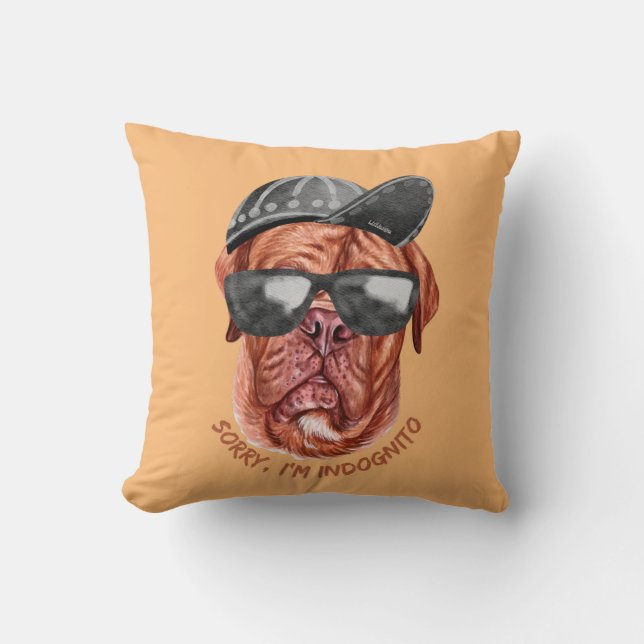 Almofada DESCULPE, SOU INDOGNITO (Mastiff Francês), cachorr (Frente)