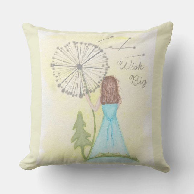 Almofada Deseje uma garotinha dandelion (Frente)