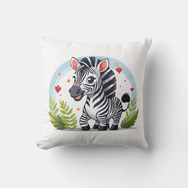 Almofada Desenho animado de zebra fofa (Frente)