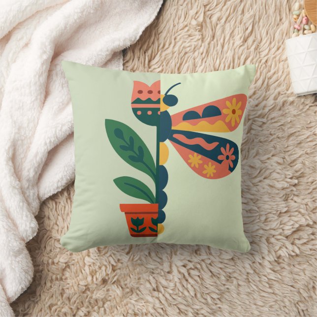 Almofada Desenho caprichoso de libélula floral (Cobertor)
