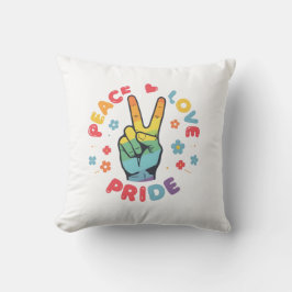 Almofada Desenho colorido com paz, amor e orgulho à mão