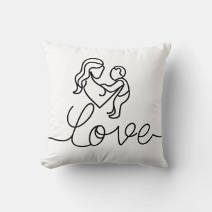 Almofada desenho contínuo do texto "amor"
