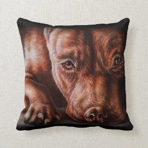 Almofada Desenho da cara do pitbull de Brown do cão do