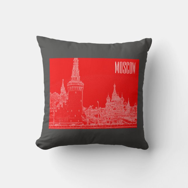 Almofada Desenho da Catedral Vermelha da Rua de Moscou (Frente)