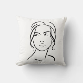 Almofada Desenho da face de uma mulher de linha 4