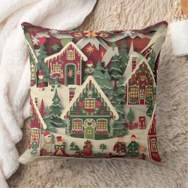 Almofada Desenho da vila de Natal cortada em papel tridimen